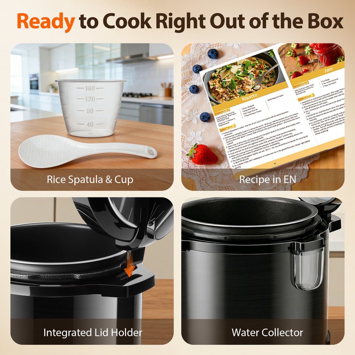 Aigostar Derrick Black - Pressure Multicooker - 6 Liter - Snelkookpan - Slow Cooker - Rijstkoker - Stomer - Zwart thumbnail 2