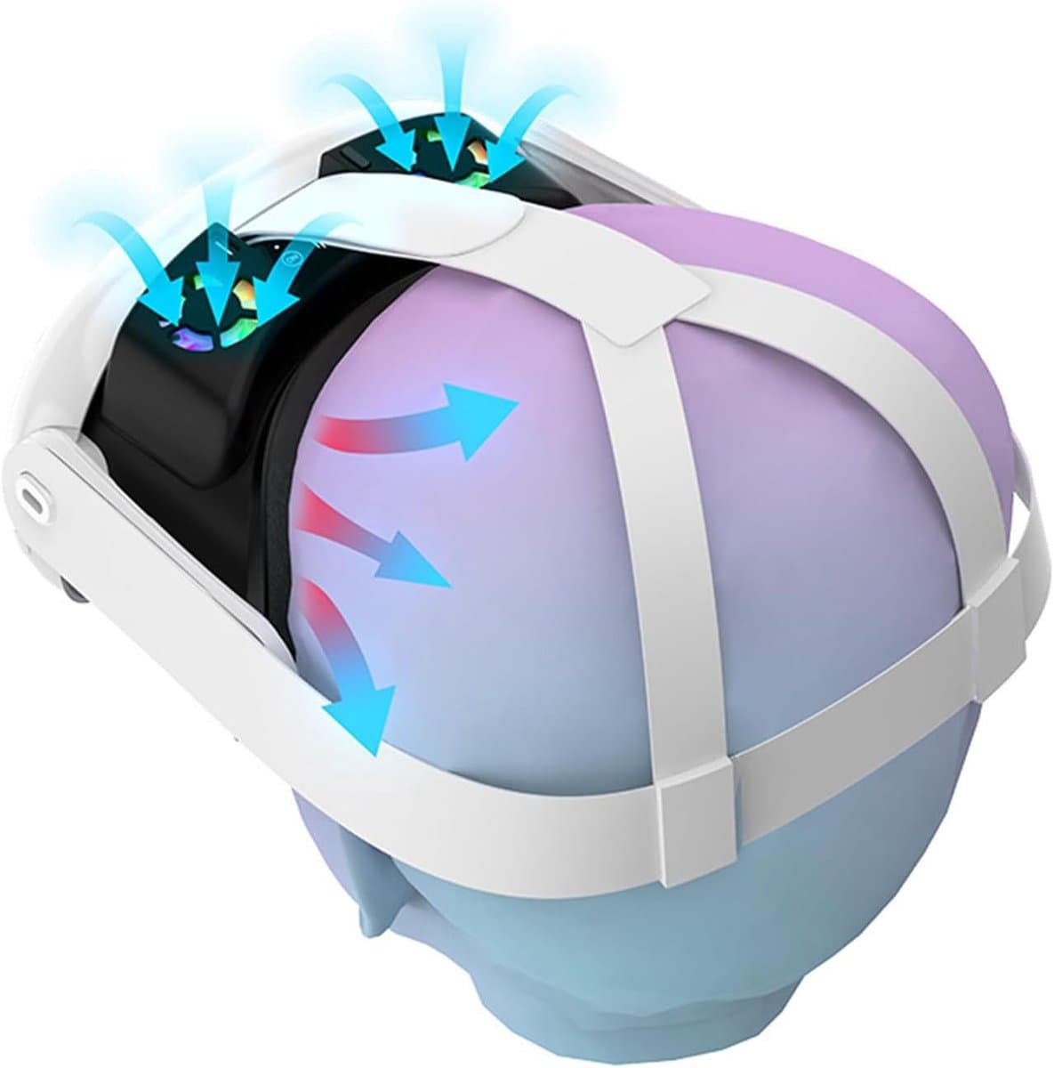 VR Headset Ventilator - Gezichtsbedekking Koeler - VR Gaming - RGB Verlichting - Voor Meta Quest 3 - Wit thumbnail 6