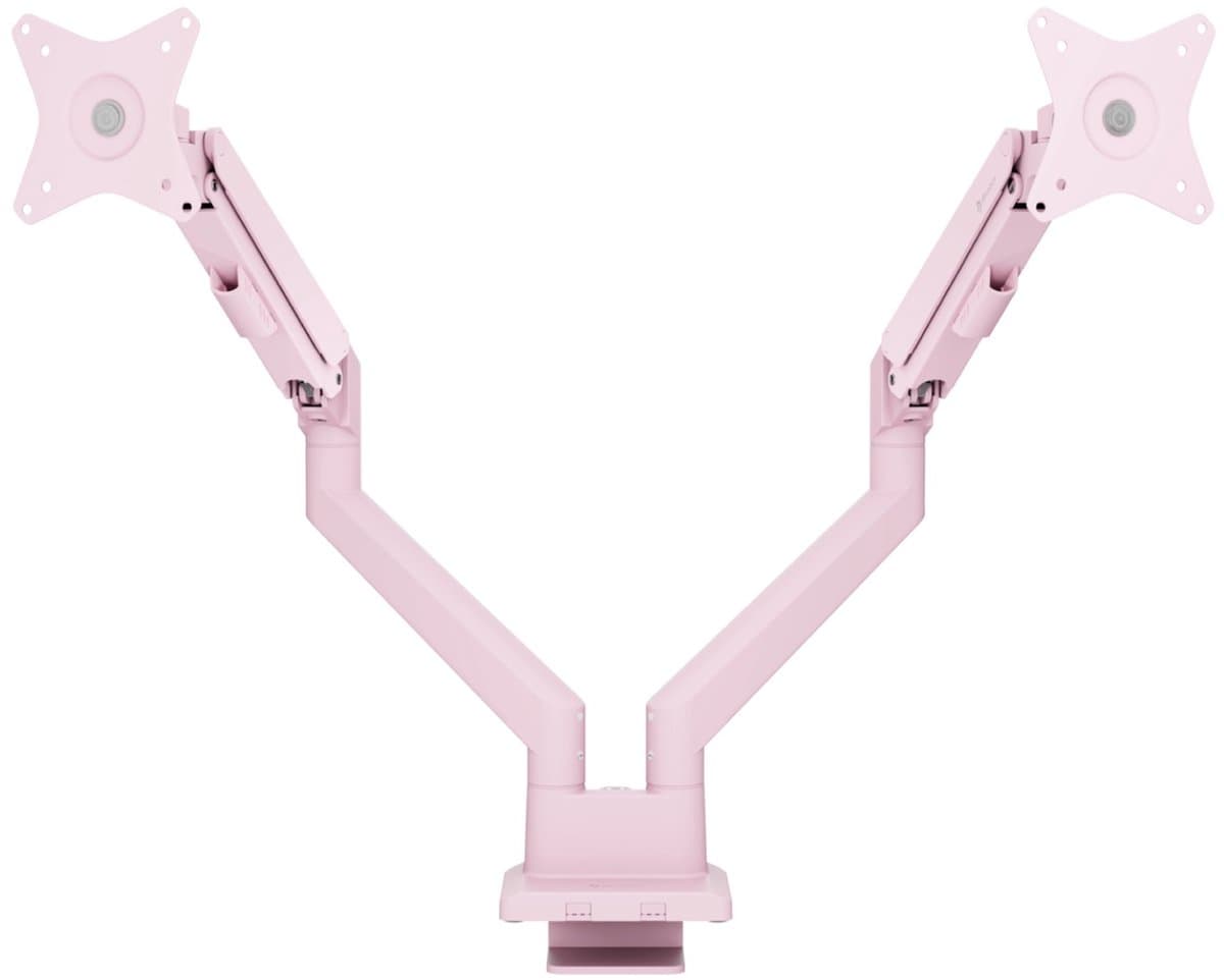 Arozzi Alzare Neo Dubbele Monitor Arm - Gasfeder - Kabelbeheer - 17" tot 34" - Roze thumbnail 4