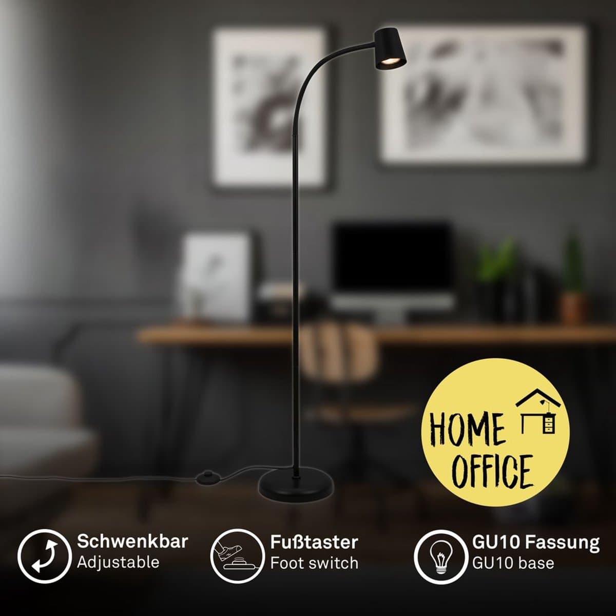 BRILONER Skriva zwarte leeslamp met flexibele arm thumbnail 8