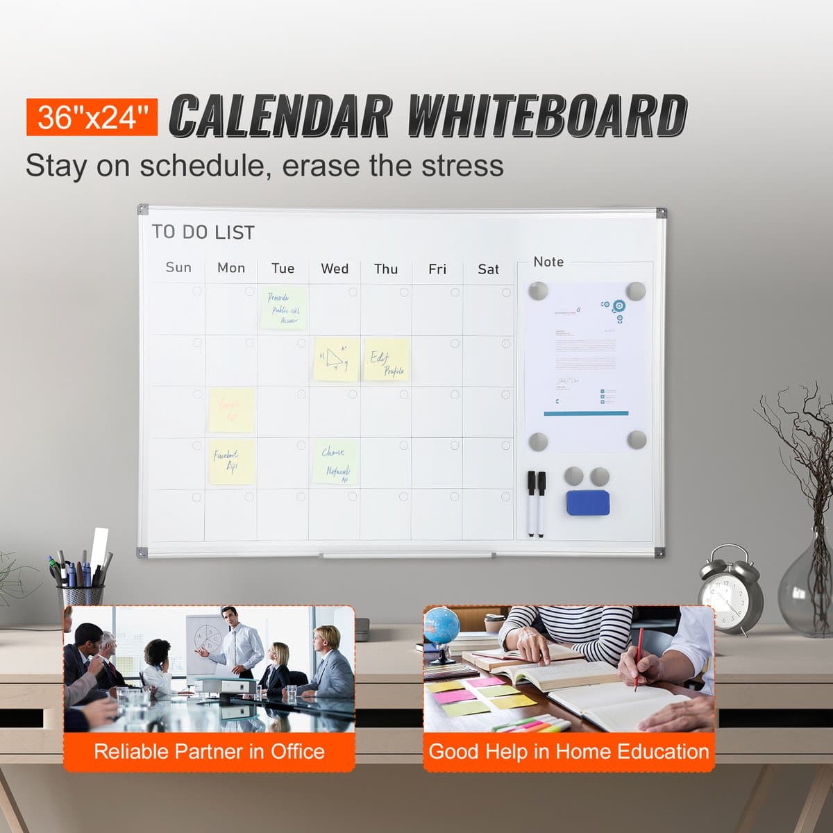Magnetisch Kalender Whiteboard 915 X 610mm , Droog Uitwisbaar Maandplanner Whiteboard Met Verplaatsbare Lade, Incl, 1 Magnetische Gum En 2 Droog Uitwisbare Markers, Ideaal Voor Gebruik Op Muren In Restaurants, Kantoren, Thuis Of Op School thumbnail 4