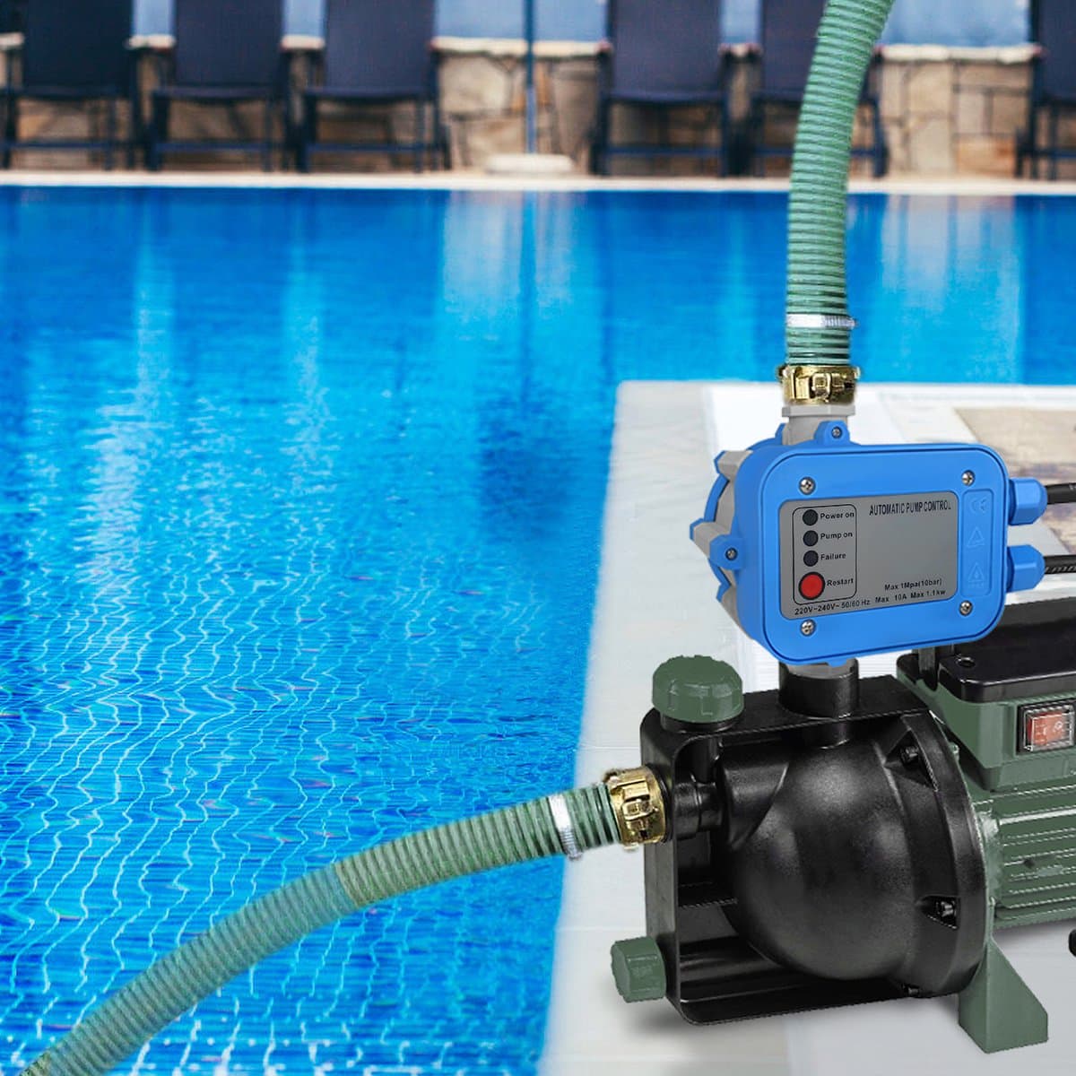 Automatische Drukschakelaar voor Waterpomp 10 bar – Pompbesturing 1,1 kW IP65 - Constante Waterdruk voor Huis & Tuin thumbnail 3