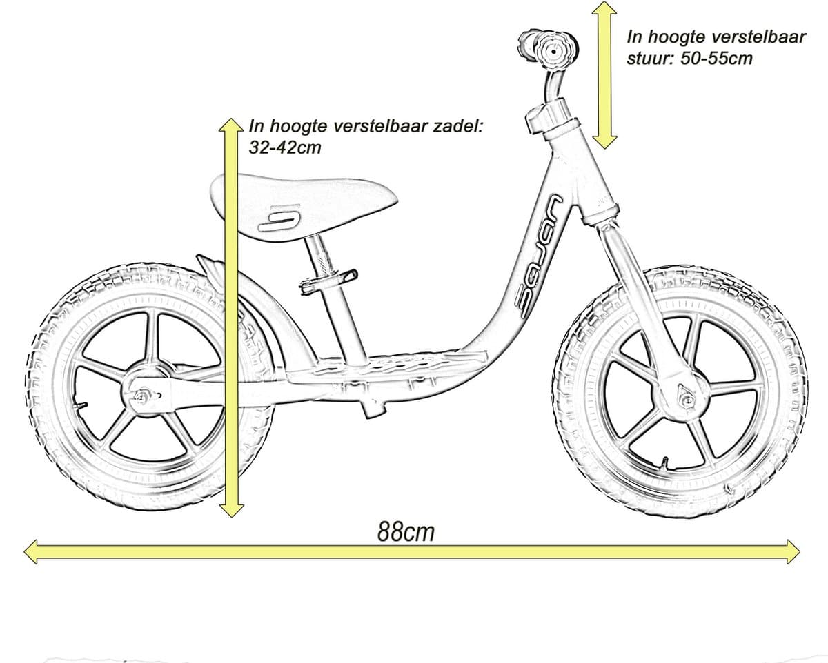 Sajan Loopfiets - Balance Bike - Jongens en Meisjes - Loopfiets 2 Jaar - Buitenspeelgoed - Mat-Oker thumbnail 7