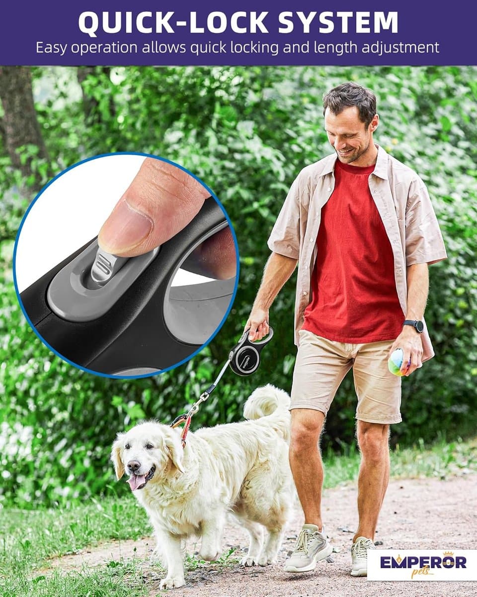 Intrekbare hondenriem 26ft voor grote honden - Zware belastbare hondenriem tot 110 lbs thumbnail 8