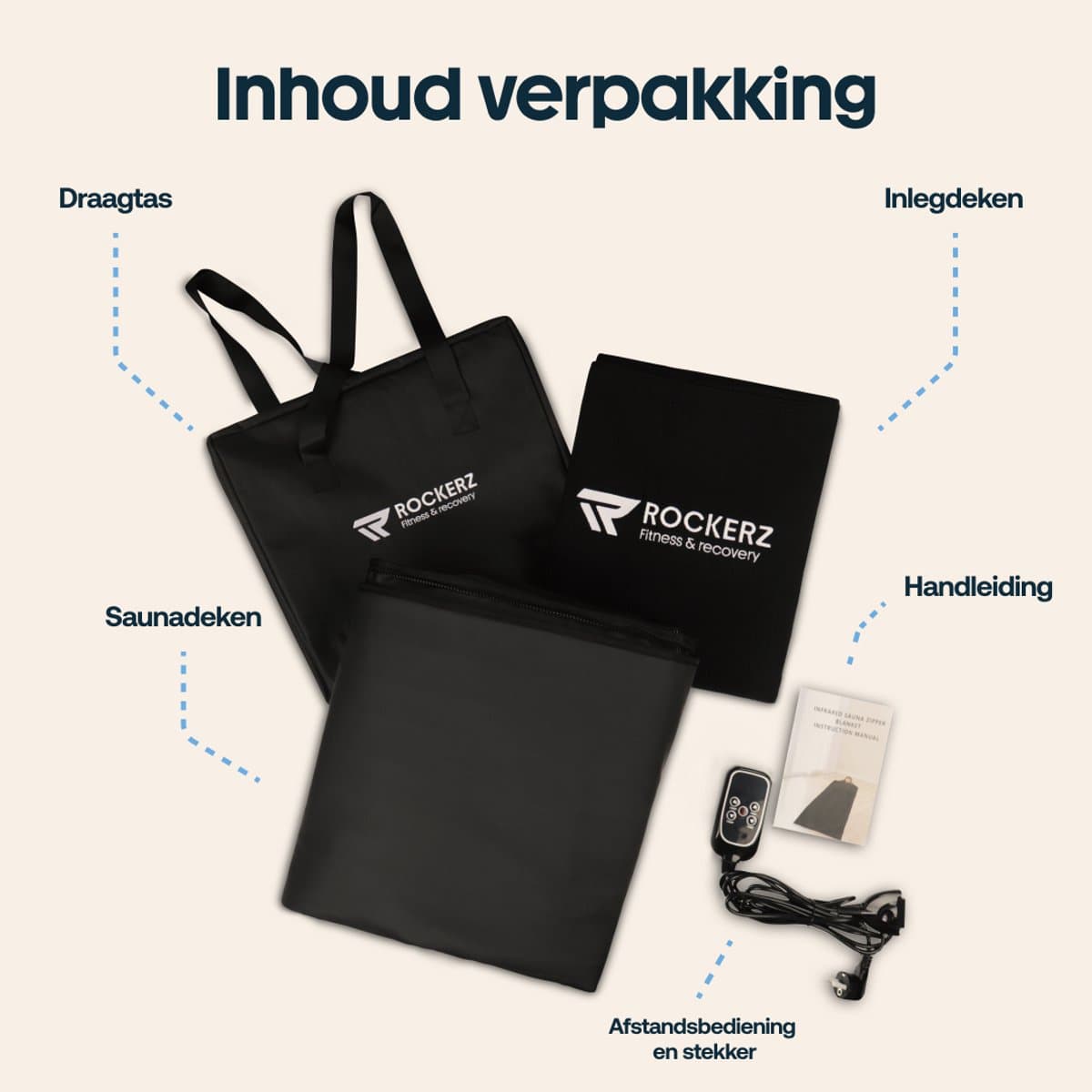 Rockerz Infrarood Saunadeken – Infraroodtherapie - Thuis Ontspannen & Ontgiften - Detox-effect - lengte 185cm - Kleur: zwart thumbnail 6