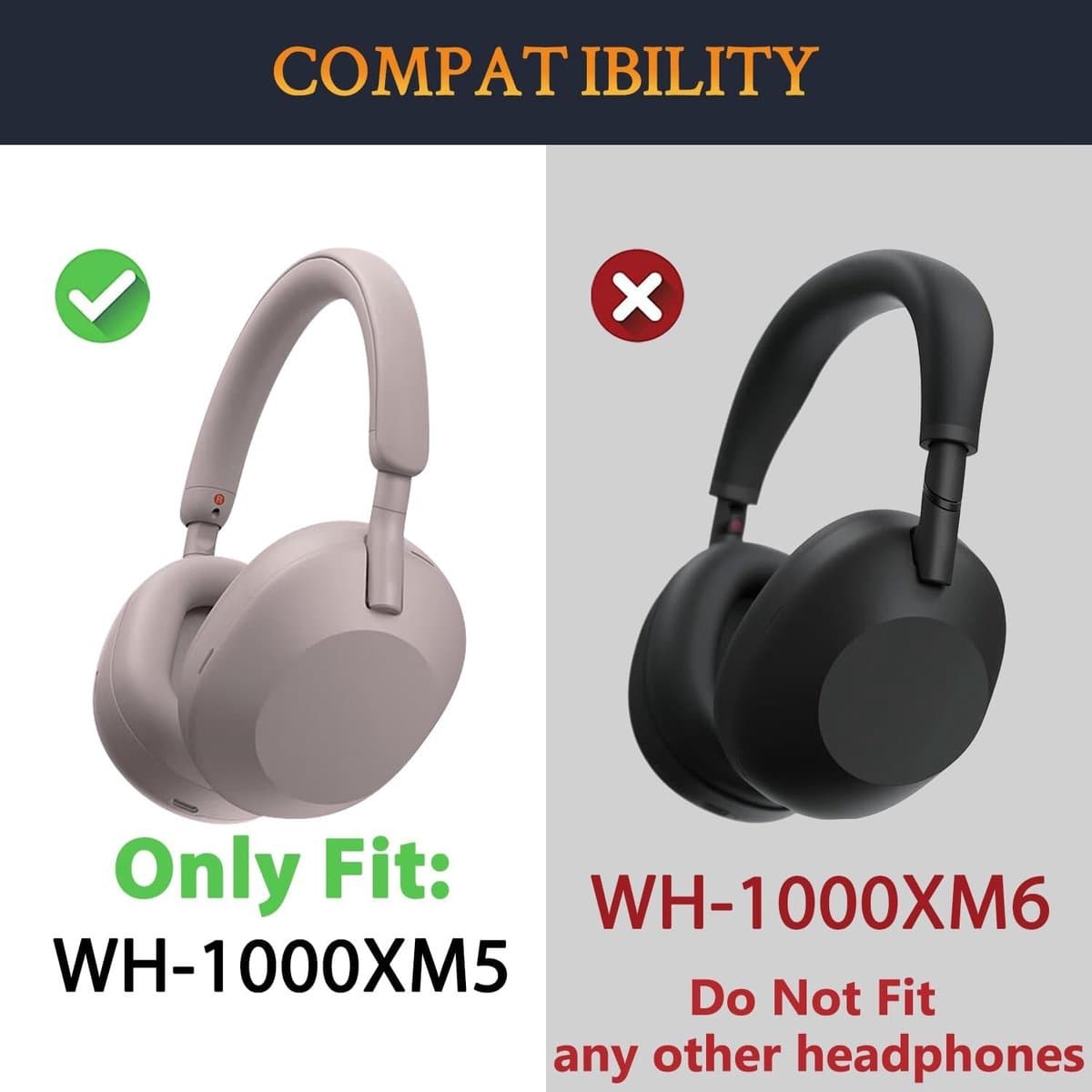 Dailygoods - SOULWIT Gebroken scharnier reparatie onderdeel voor Sony WH-1000XM5 (WH1000XM5), versterkte beschermende verbindingsstukken voor XM5 hoofdband headband, opvouwbare zijklep om breuk repareren voorkomen thumbnail 2