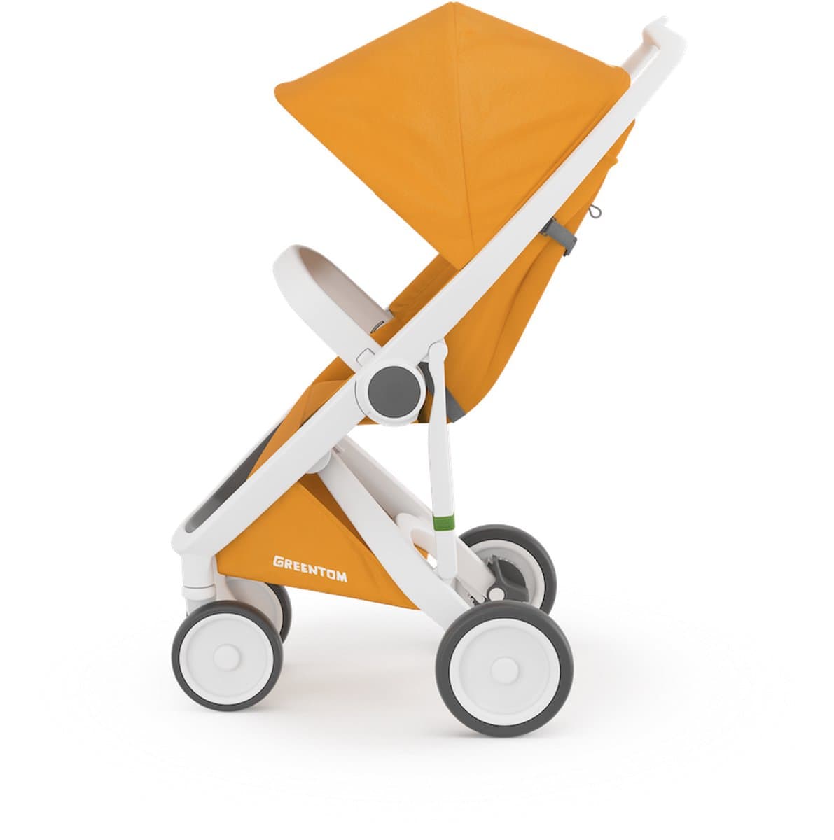 Greentom Classic Buggy Kinderwagen - Lichtgewicht Reisbuggy, Inklapbaar, Duurzaam (Gerecycled) - Wit Geel thumbnail 2