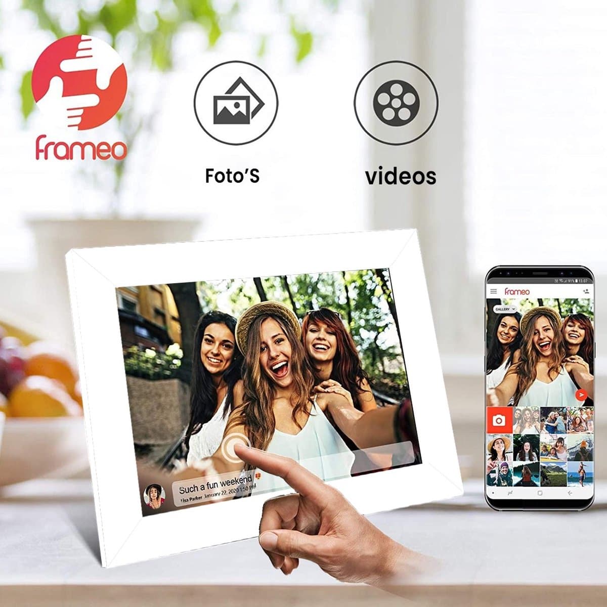 Digitale fotolijst met WiFi en Frameo App - 10.1 inch HD+ IPS Display - 32GB - Wit thumbnail 2