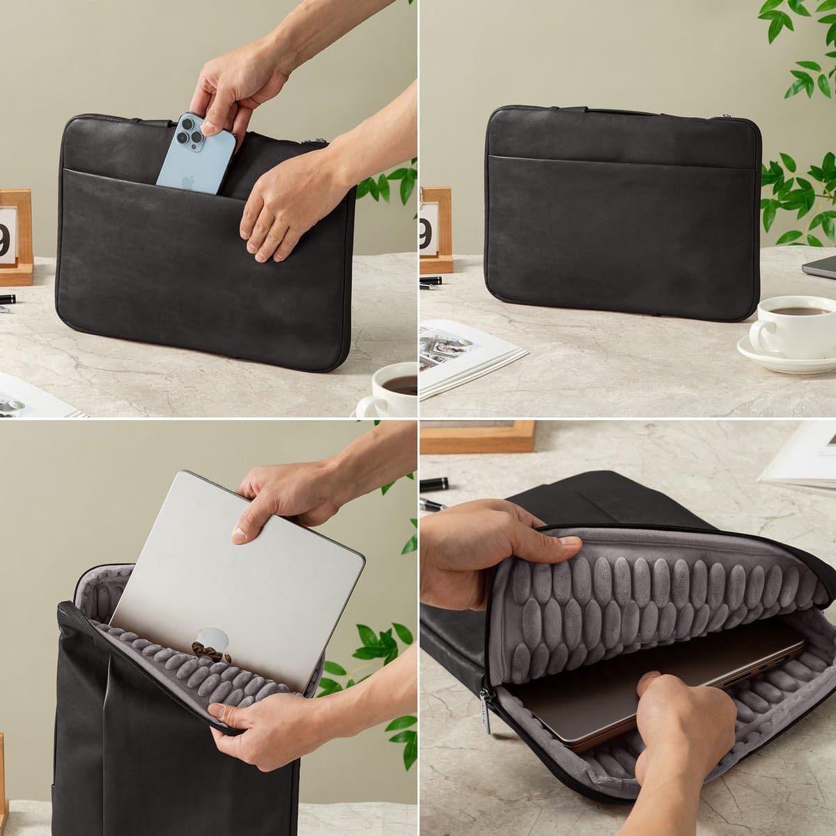 Lopoleis® laptoptas, werktas voor dames en heren PU-leer, laptoptas, zakelijke handtas, draagtas, laptoptas, laptoptas met handvat voor Macbook Chromebook 14 inch thumbnail 6