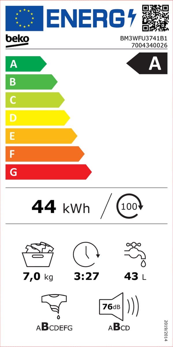 Beko BM3WFT31041A1 - EnergySpin - 10 kg wasmachine thumbnail 2