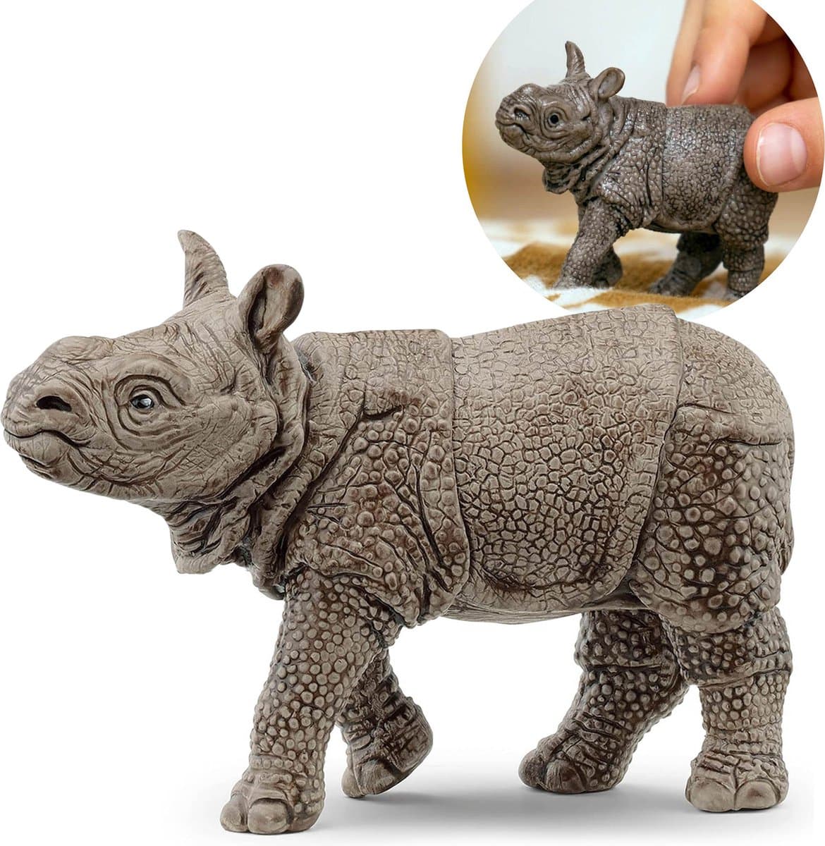 Schleich Wild Life Indische neushoornbaby speelfiguur thumbnail 8