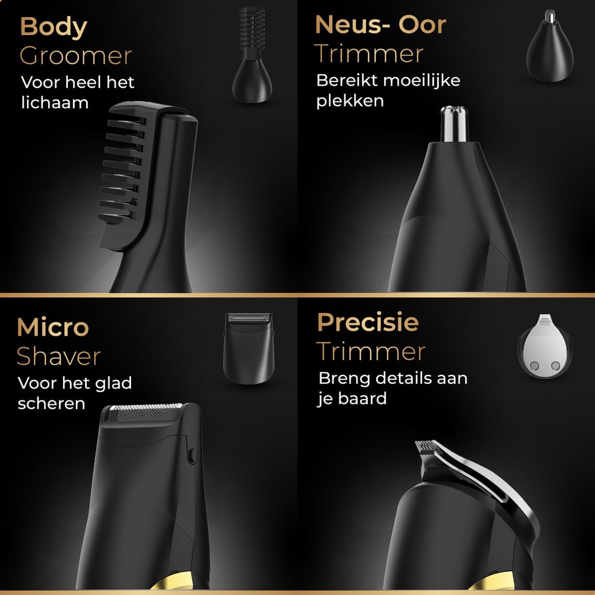 Wellshave 6 in 1 Baardtrimmer Supreme - Trimmer Baard & Lichaam - Neustrimmer - Bodygroomer - IPX7 Waterdicht - Incl. 6 opzetstukken - Vaderdag Cadeau thumbnail 4