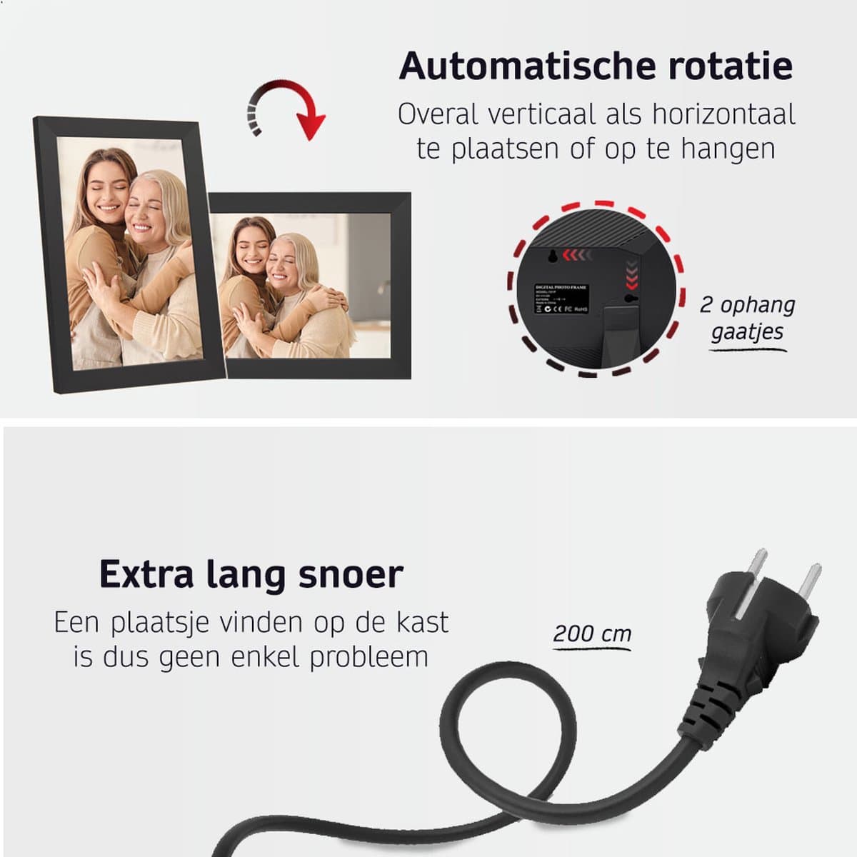 BrightLife Digitale Fotolijst met Frameo App - 10.1 inch - HD Resolutie - Fotokader - Digitale kalender - WiFi - IPS Touchscreen - 32GB - Vaderdag Cadeau thumbnail 2