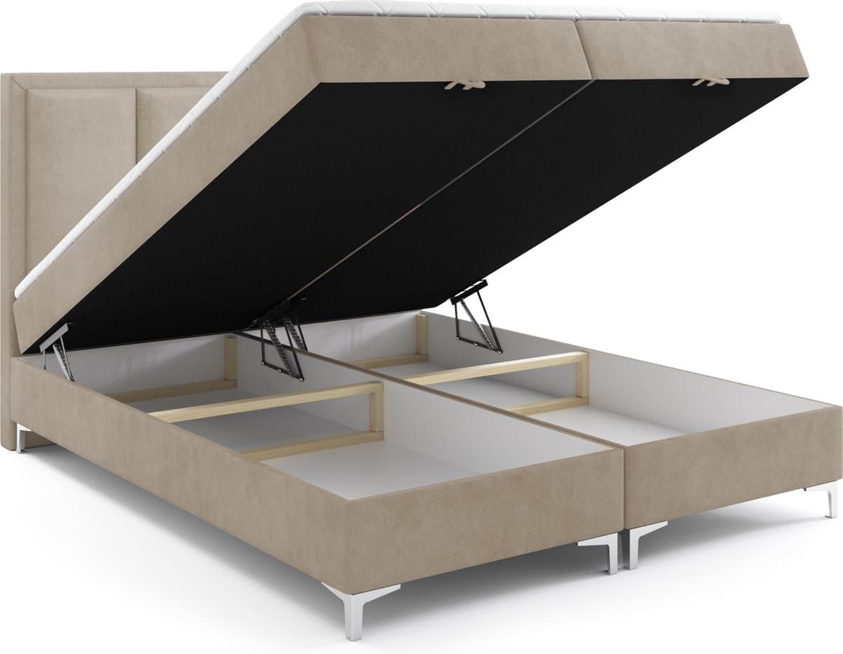 Meuba Home - Jersey Boxspring - Taupe - 160x200 - Stof - Met topper 8cm thumbnail 3