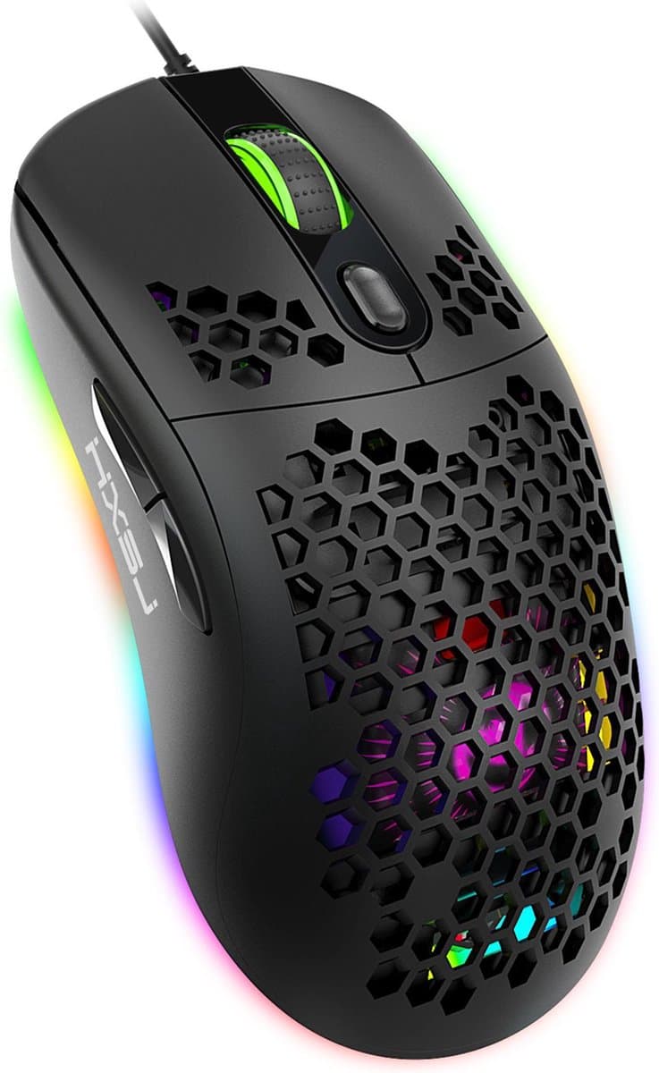 HXSJ X600 Optisch Gaming Muis - 8000DPI - Ultra licht - RGB Verlichting - Computermuizen - Compact Voor Onderweg - Zwart