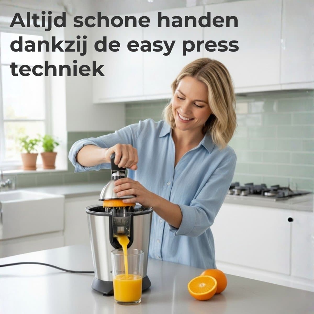 CoolHome CP26 Citruspers met hendel - Elektrische Sinaasappelpers en Citroenpers - Met uitloop en druppelstop - RVS thumbnail 2