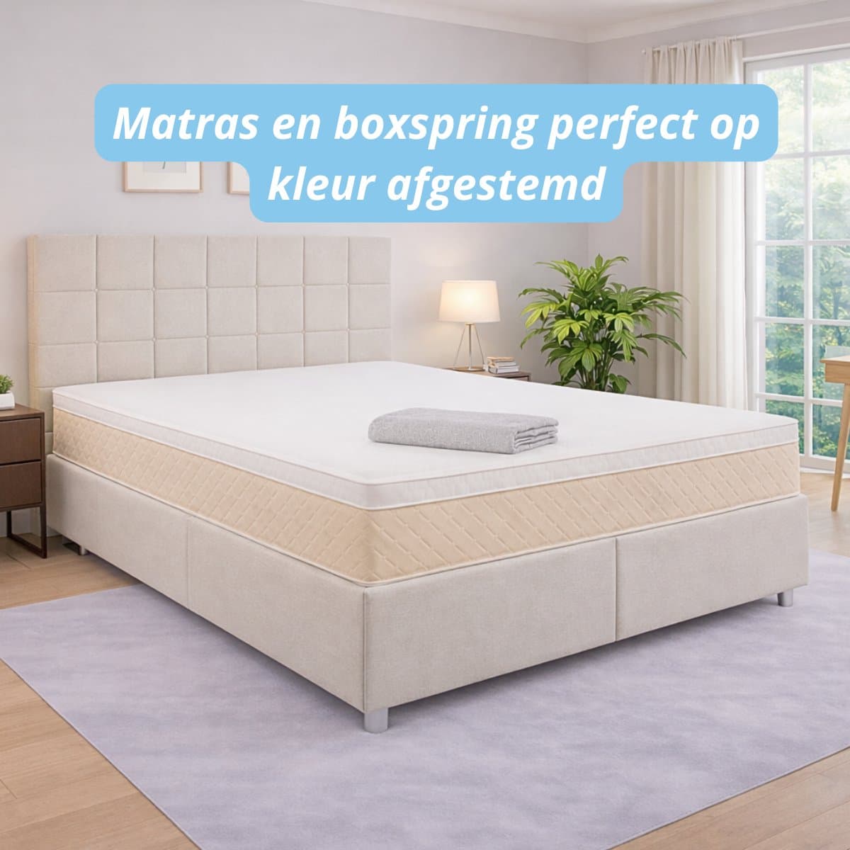 Maan matras ® Boxspring 180x200 | Inclusief Matras & Topper | Beige | bed | boxspring met opbergruimte | Boxspring compleet thumbnail 7