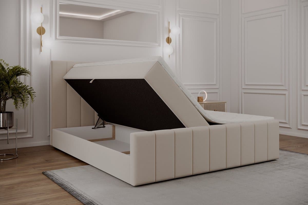 Boxspringbed 01 BIS – Stijlvol & Comfortabel – Met Bonellvering, Topmatras en Opbergruimte – 180x200 Zwart (Manila 18) thumbnail 6