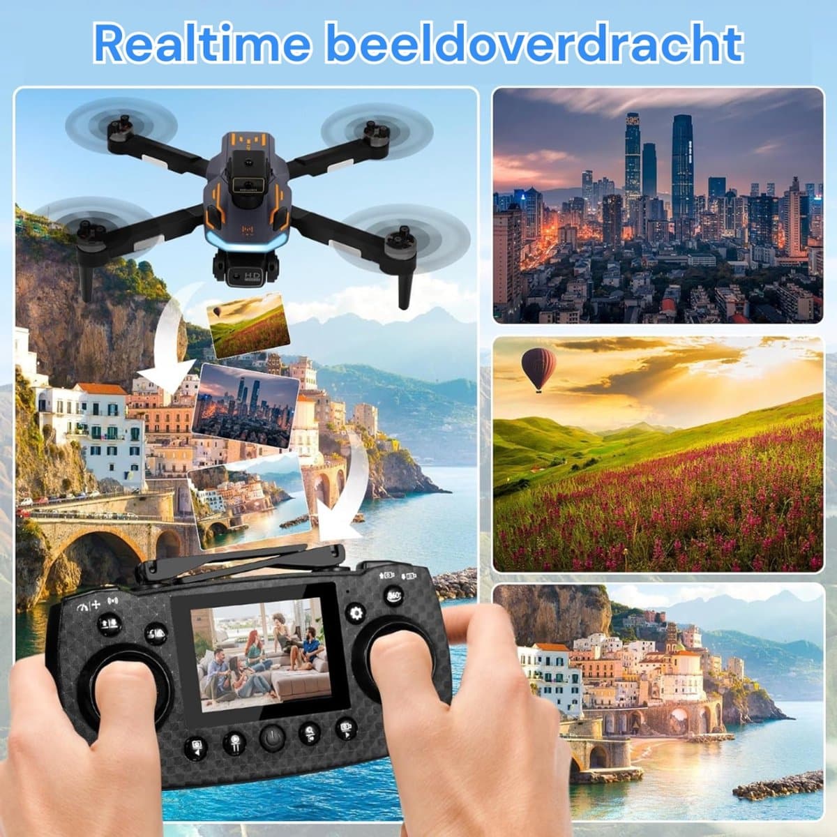 Drone met Camera Opvouwbare Quadcopter met LCD Afstandsbediening - Drone voor Kinderen en Volwassenen met One Key Start en 360° Flips - Drone voor Buiten incl. Draagtas voor Buitengebruik thumbnail 4