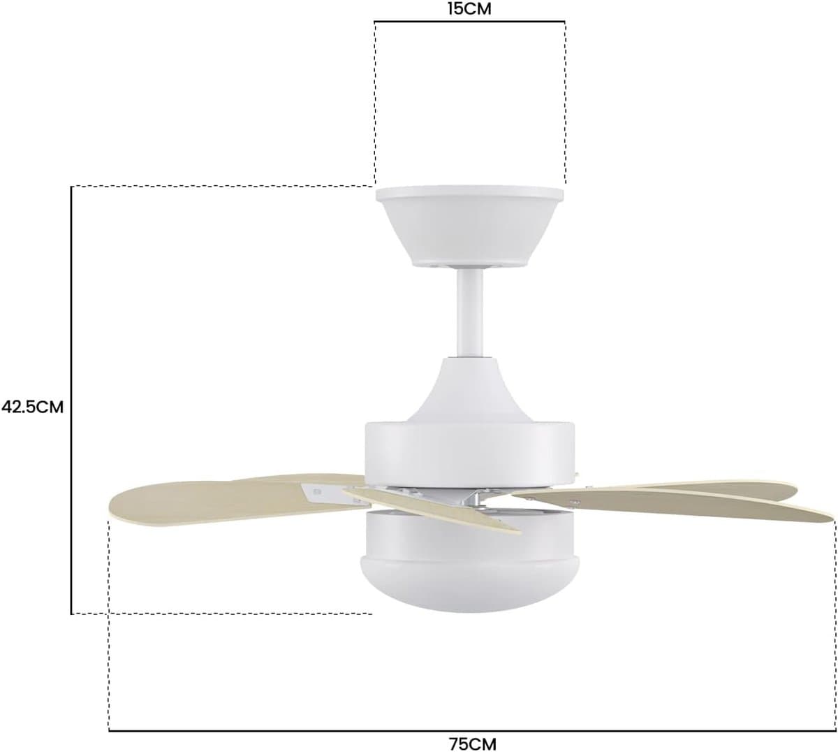 Glitzerlife - Plafond ventilator met verlichting - stille plafondventilator - stil met afstandsbediening en timer - Ø75cm - houtlook - plafondlampen met ventilator voor woonkamer en slaapkamer thumbnail 8