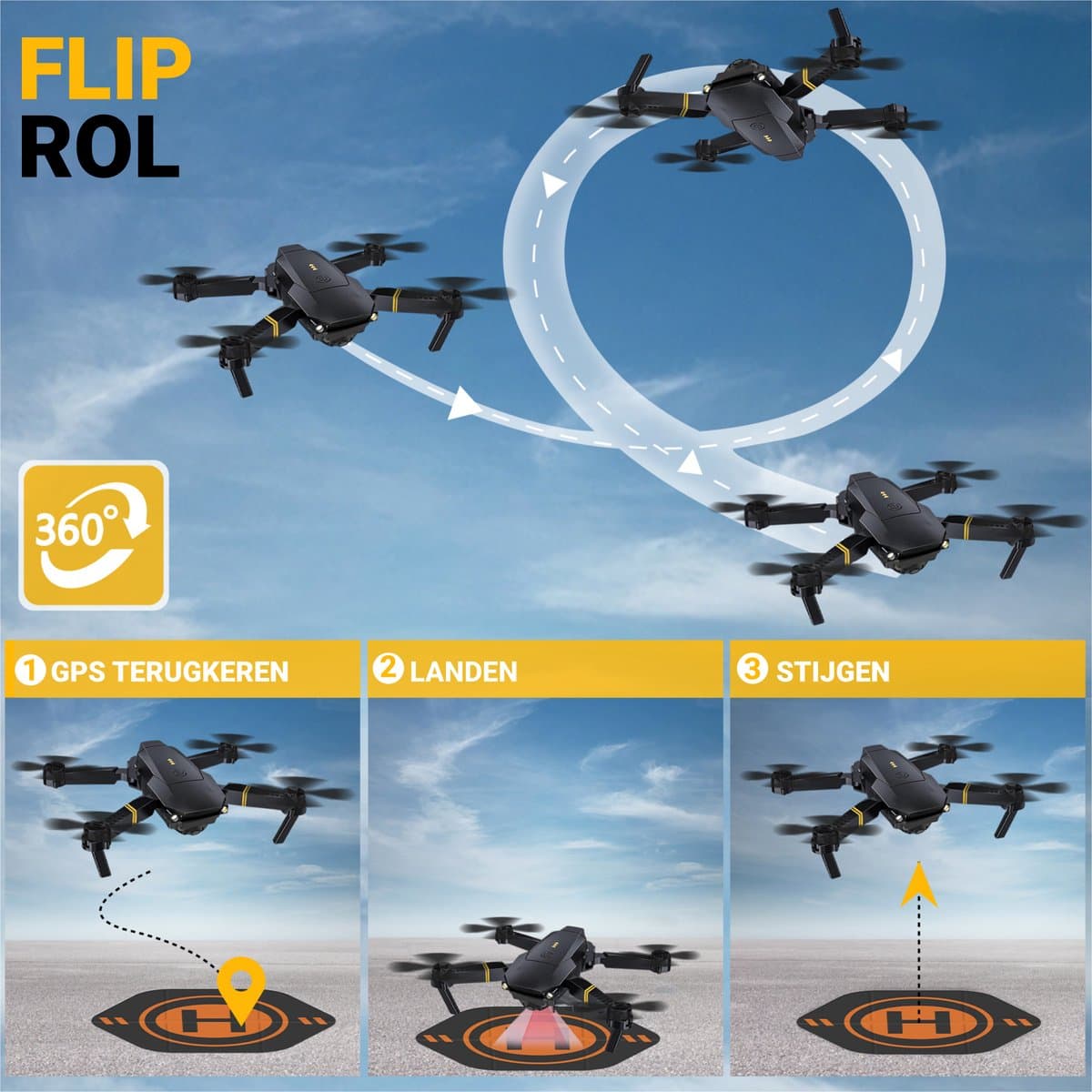HAWX Drone - Drone met 4K Camera - Mini drone - Voor Kinderen/Volwassenen - Drones - Tot 90 Minuten Vliegen - Incl. 3 Batterijen, Opbergtas, Landing Pad thumbnail 5