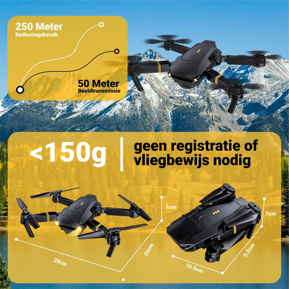 HAWX Drone - Drone met 4K Camera - Mini drone - Voor Kinderen/Volwassenen - Drones - Tot 90 Minuten Vliegen - Incl. 3 Batterijen, Opbergtas, Landing Pad thumbnail 4