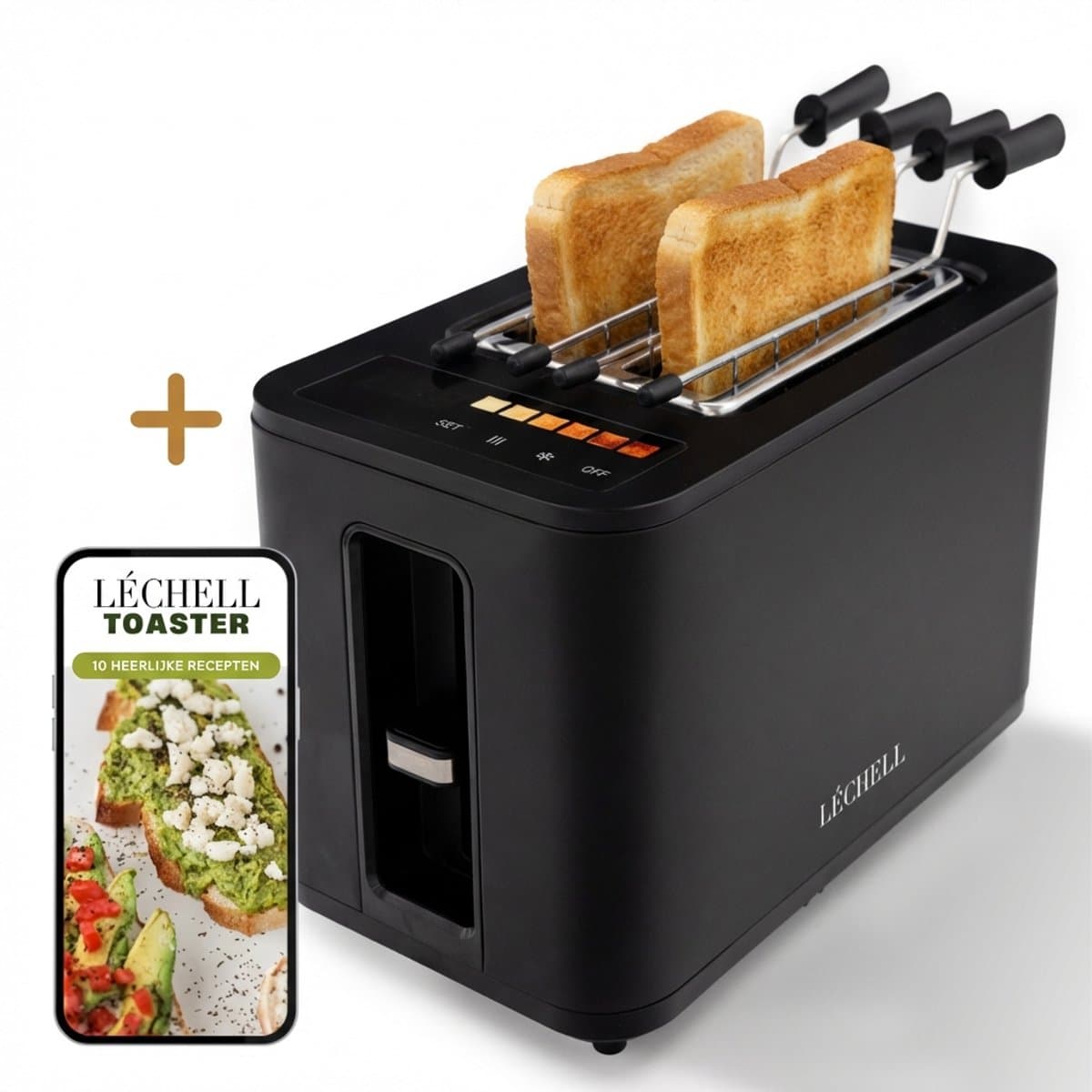 Léchell Broodrooster met tostiklemmen – 6 standen, 900W