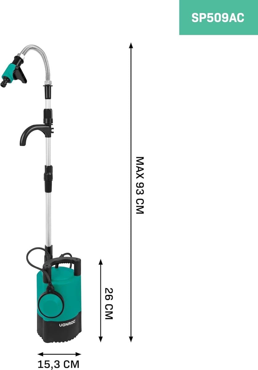 Regentonpomp - Waterpomp Tuin - Tuin Besproeien - Droogloopbeveiliging Vlotter - 5200 L/u - Turkoois thumbnail 2