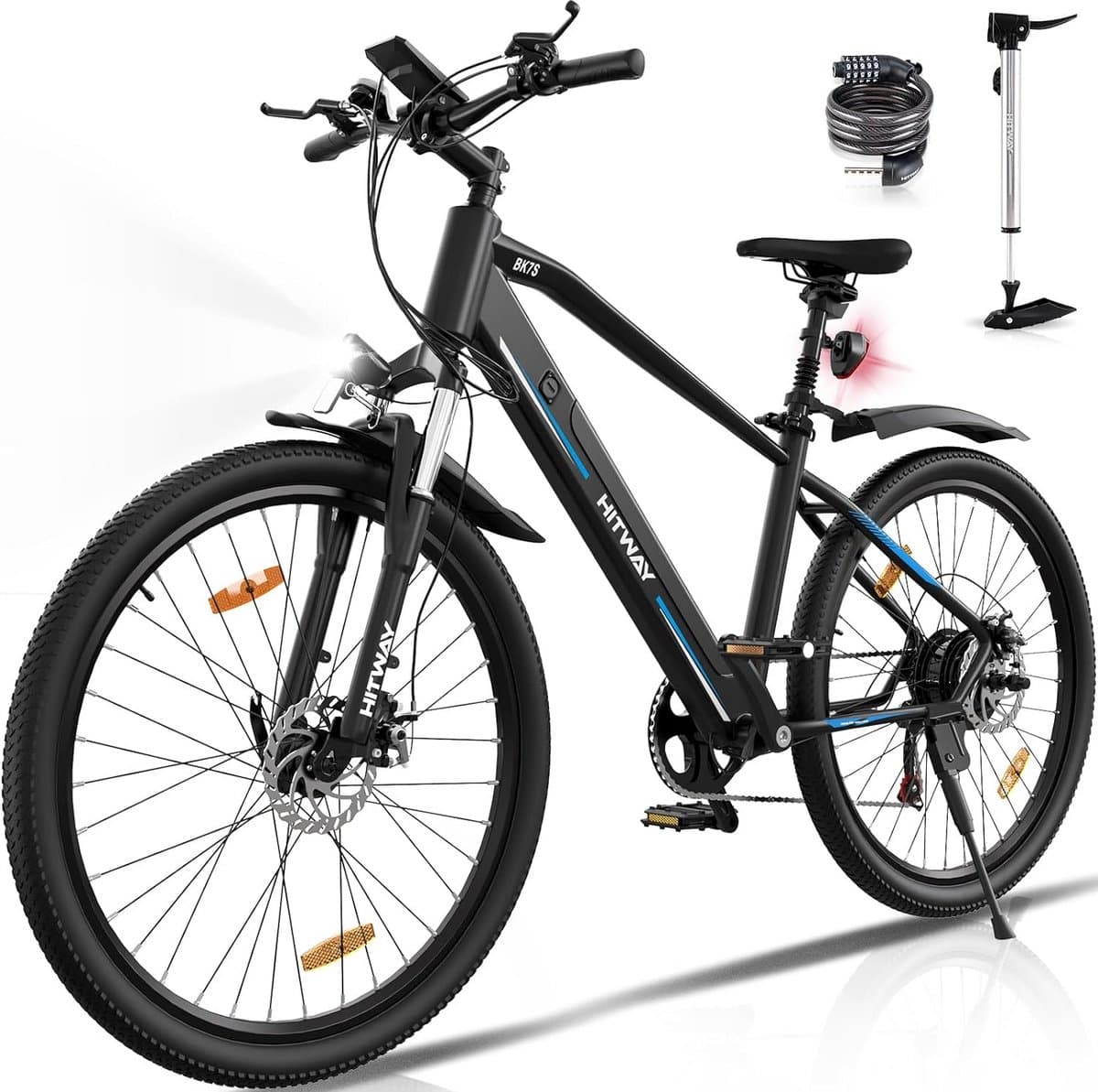 Elektrische Fiets Hitway BK7S - Trendy 26Inch Mountain EBike met Afneembare 36V 12Ah Lithium Batterij - City Commuter E-Bike met 250W Motor