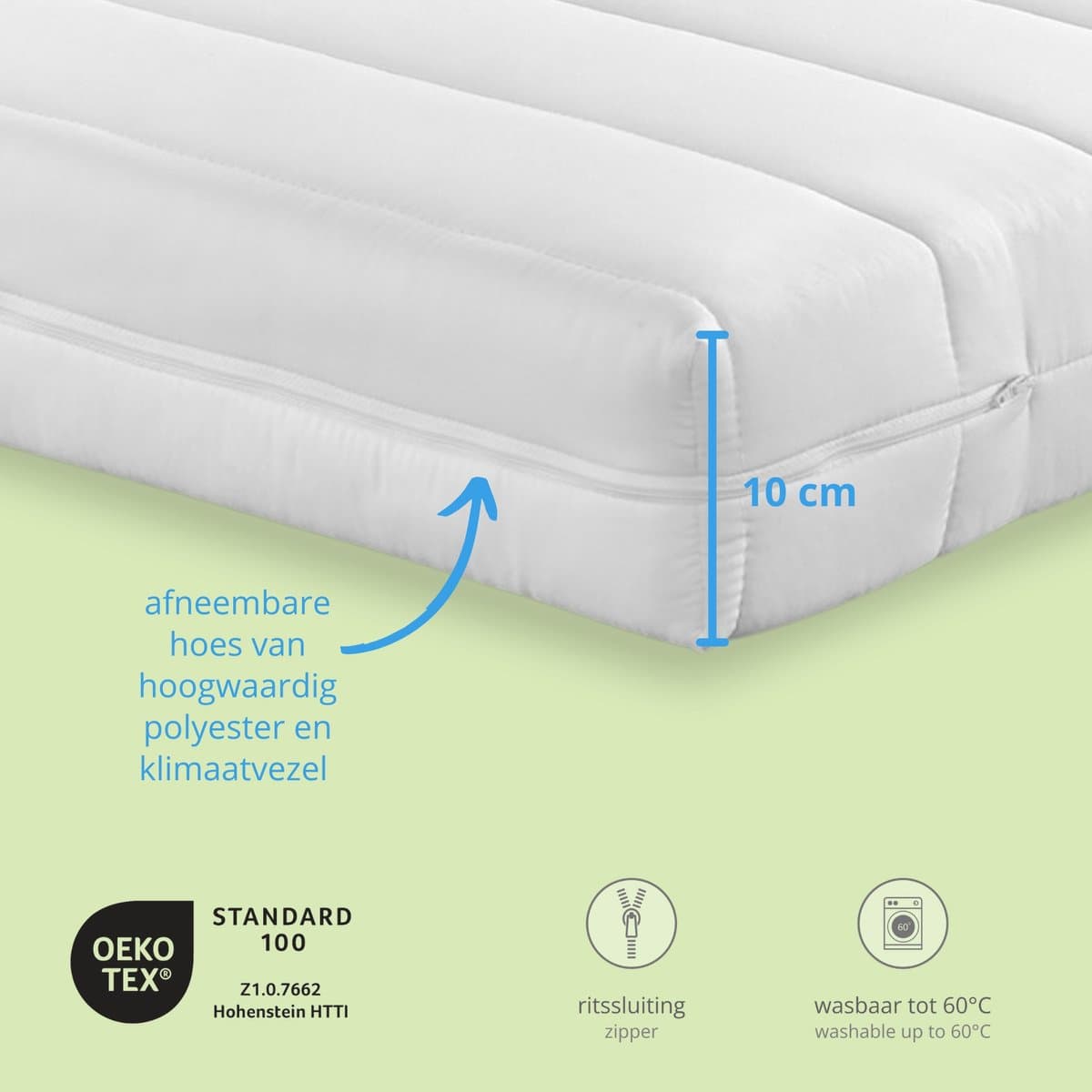 Bodyprotect Comfort Line - matras 160x200 cm koudschuim - hardheid H2 - hoogte 10 cm - als ergonomische schuimmatras en koudschuimmatras - Made in EU - 160 x 200 x 10 cm - wit thumbnail 5
