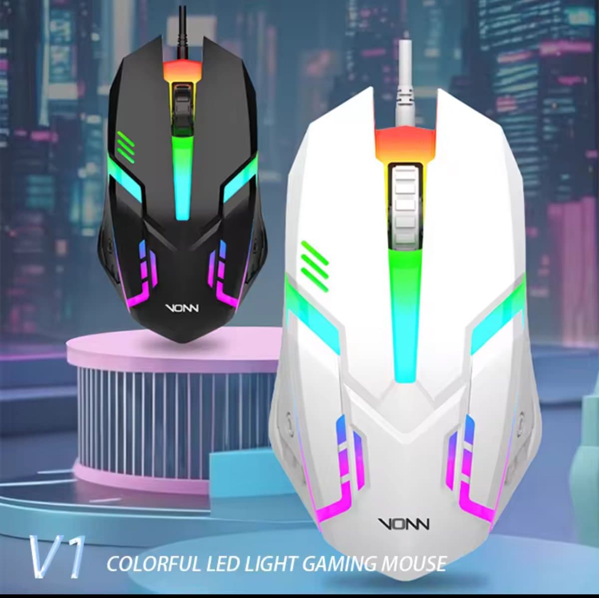 Gaming Muis RGB – V1 Bedrade USB Muis 1200 DPI – Ergonomische Optische Game Mouse – Voor PC, Laptop & Windows/Mac – Zwart thumbnail 4