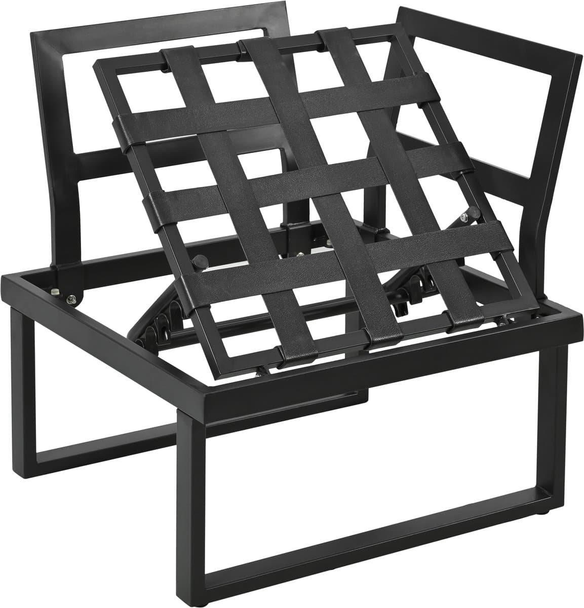 Tuinmeubelset - hoeksalon - met verstelbare leunfunctie - tafelblad van kunststof hout - inclusief eettafel - grijs en zwart thumbnail 3