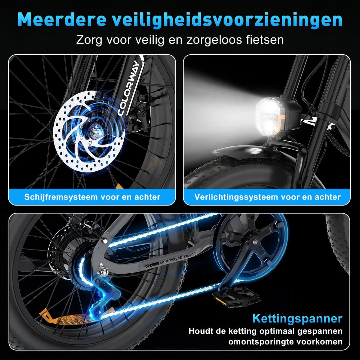 Colorway Elektrische Fiets BK29G - 20*4.0 Inch Fatbike - Mountain Snow EBike met Afneembare 36V 12Ah Lithium Batterij - City Commuter E-Bike - IP54 Waterdicht thumbnail 2