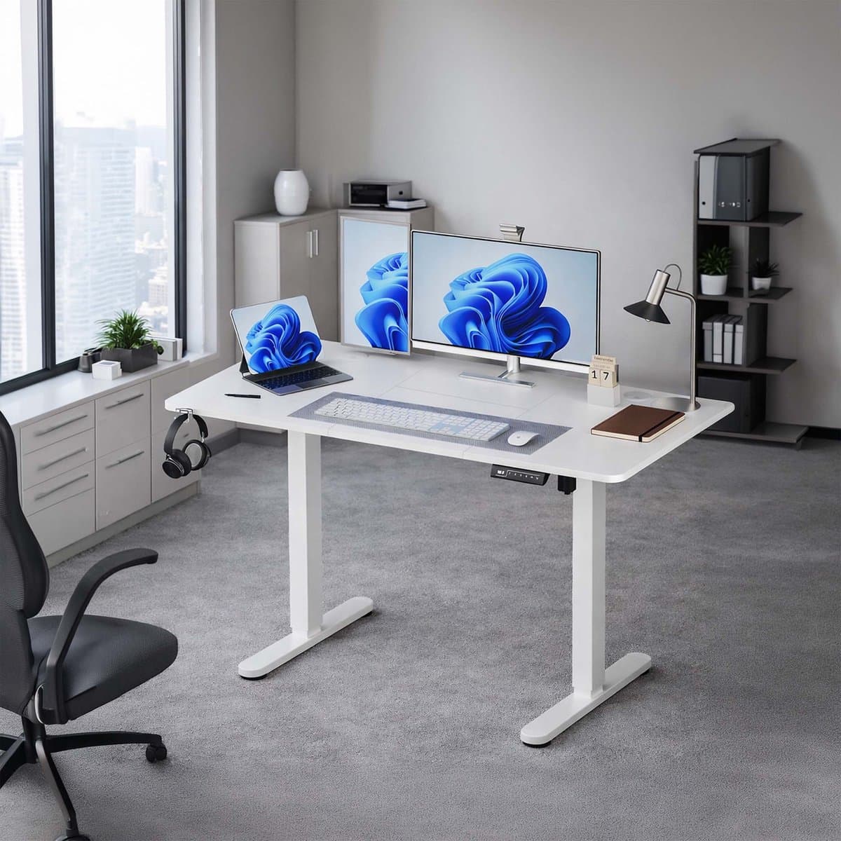 Zit sta bureau - 160 x 60 cm - hoogte verstelbaar - wit thumbnail 4