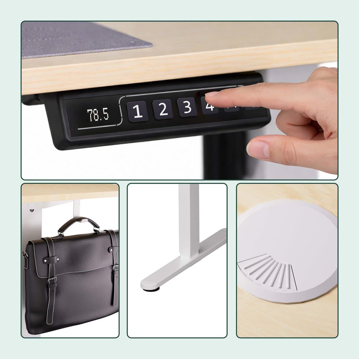 Zit sta bureau - 140 x 60 cm - hoogte verstelbaar - natuur-wit thumbnail 2