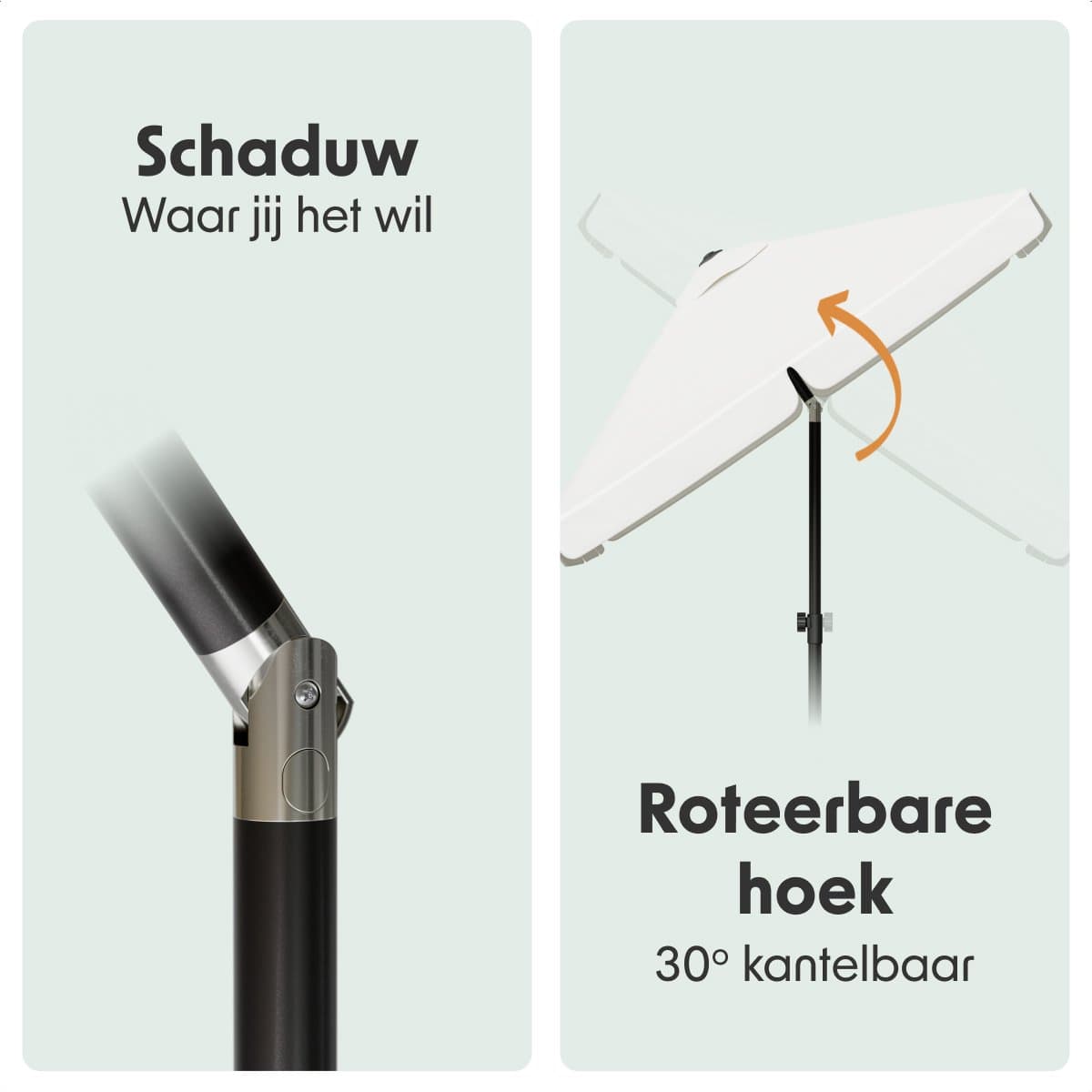 LifeGoods Parasol - Tuin - Balkonparasol - 200x125cm - 30° Kantelbaar - Waterdicht - UPF50+ - Crème thumbnail 4