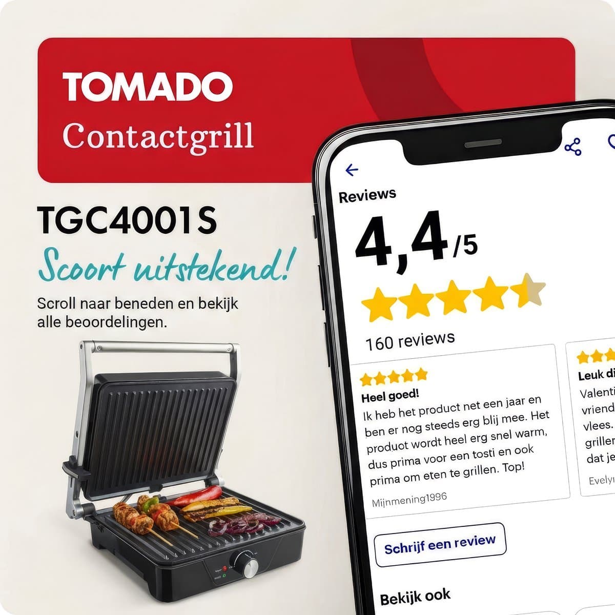 Tomado TGC4001S - XXL contactgrill - Tosti apparaat - 30 x 24 cm - Tosti ijzer - Instelbare temperatuur - Grill apparaat - PFAS vrij - 2000 watt thumbnail 8