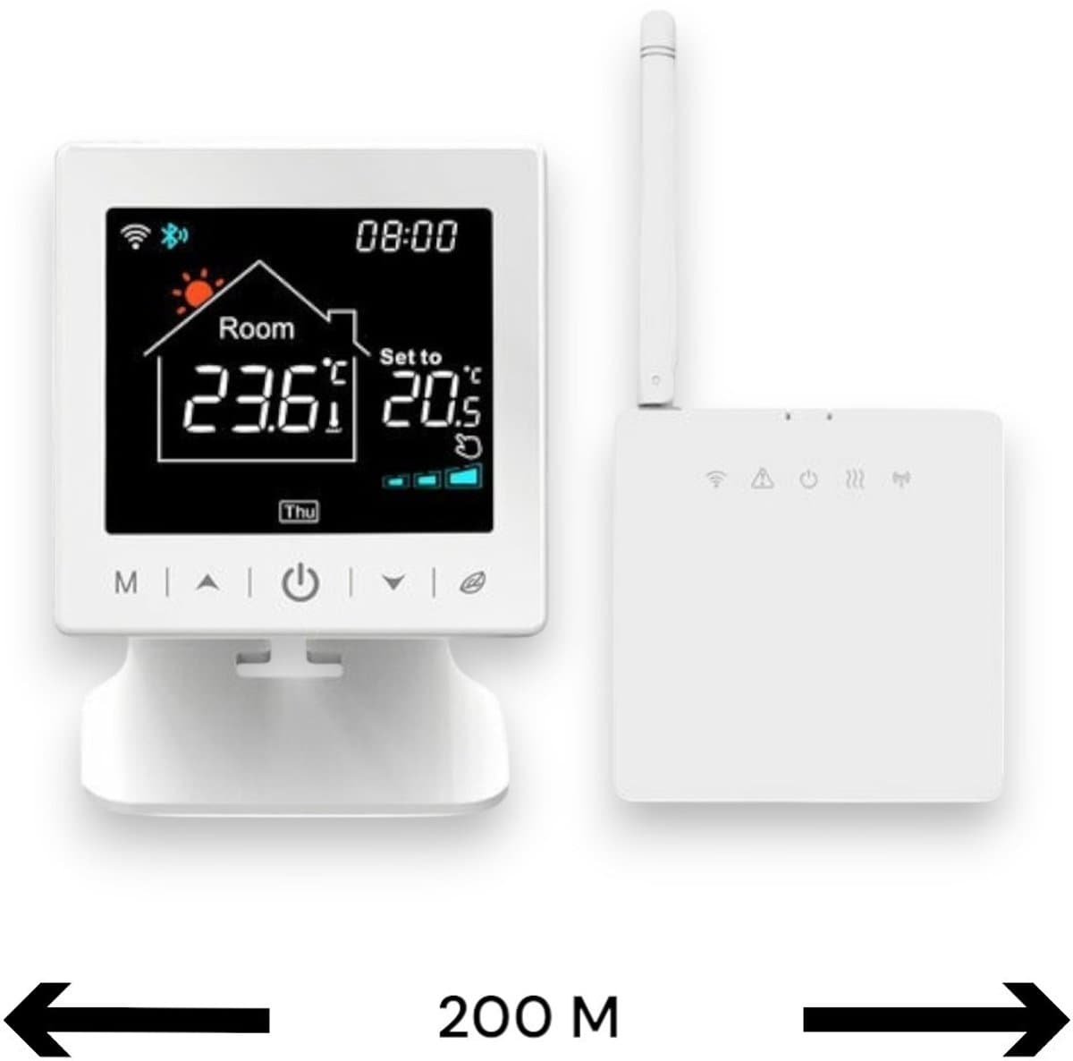 Thermostaat | Wifi | Tiptoetsbediening | Opbouw | Verwarmen | Tuya Smart Life | Zwart