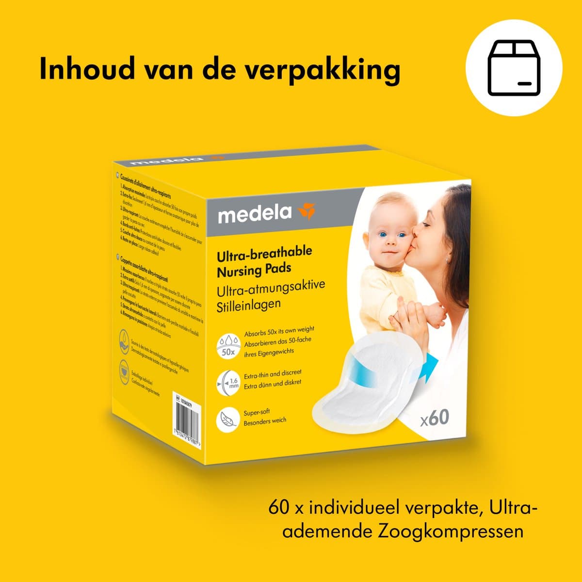 Medela – Ultra‑Ademende Zoogcompressen – Wegwerp – voor Borstvoeding – Huidvriendelijk en Comfortabel – 60 stuks thumbnail 2
