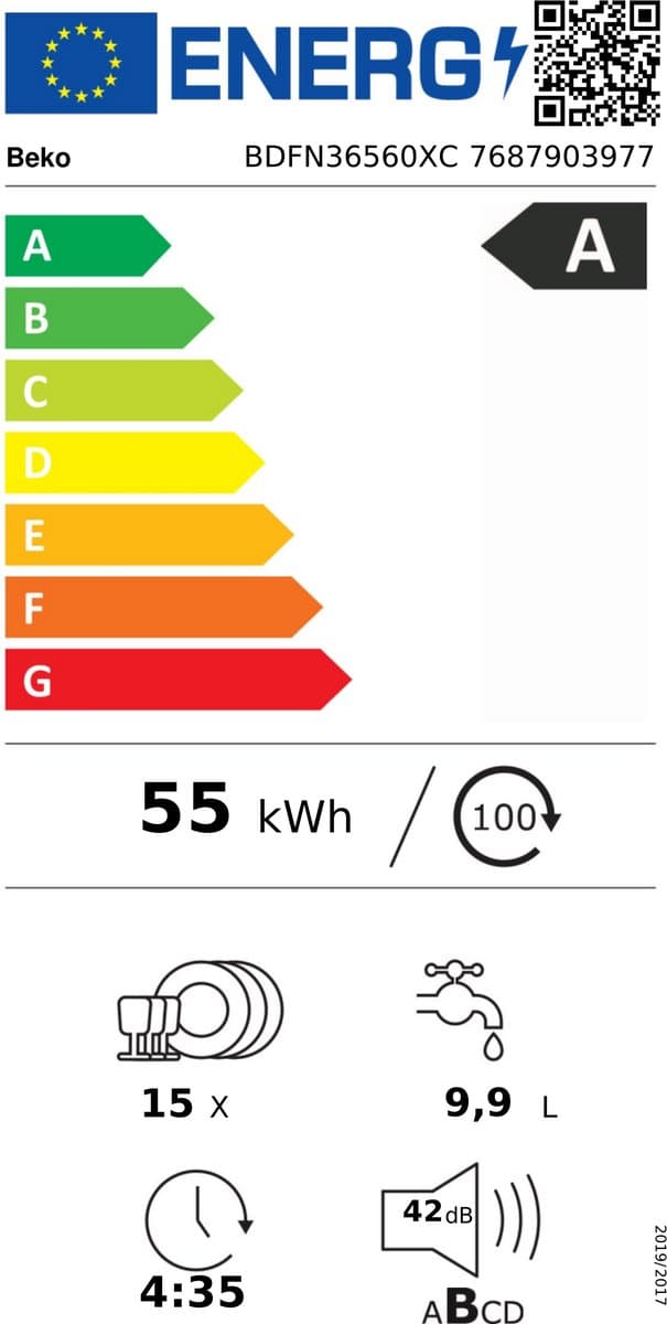Beko BDFN36560XC, Vrijstaand, Volledige grootte (60 cm), Grijs, Zwart, Touch, LED thumbnail 2