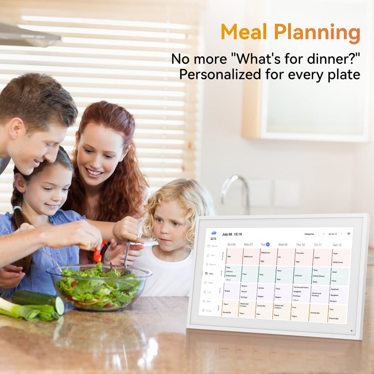 TABWEE P15 15,6" Digitale fotolijst Met Touchscreen – 1080P Full HD Slimme Gezinsplanner-Digitale Fotolijst & Takenlijst, Interactief Haarddisplay – Wand- en Bureaumontage Voor Naadloze Planning thumbnail 6