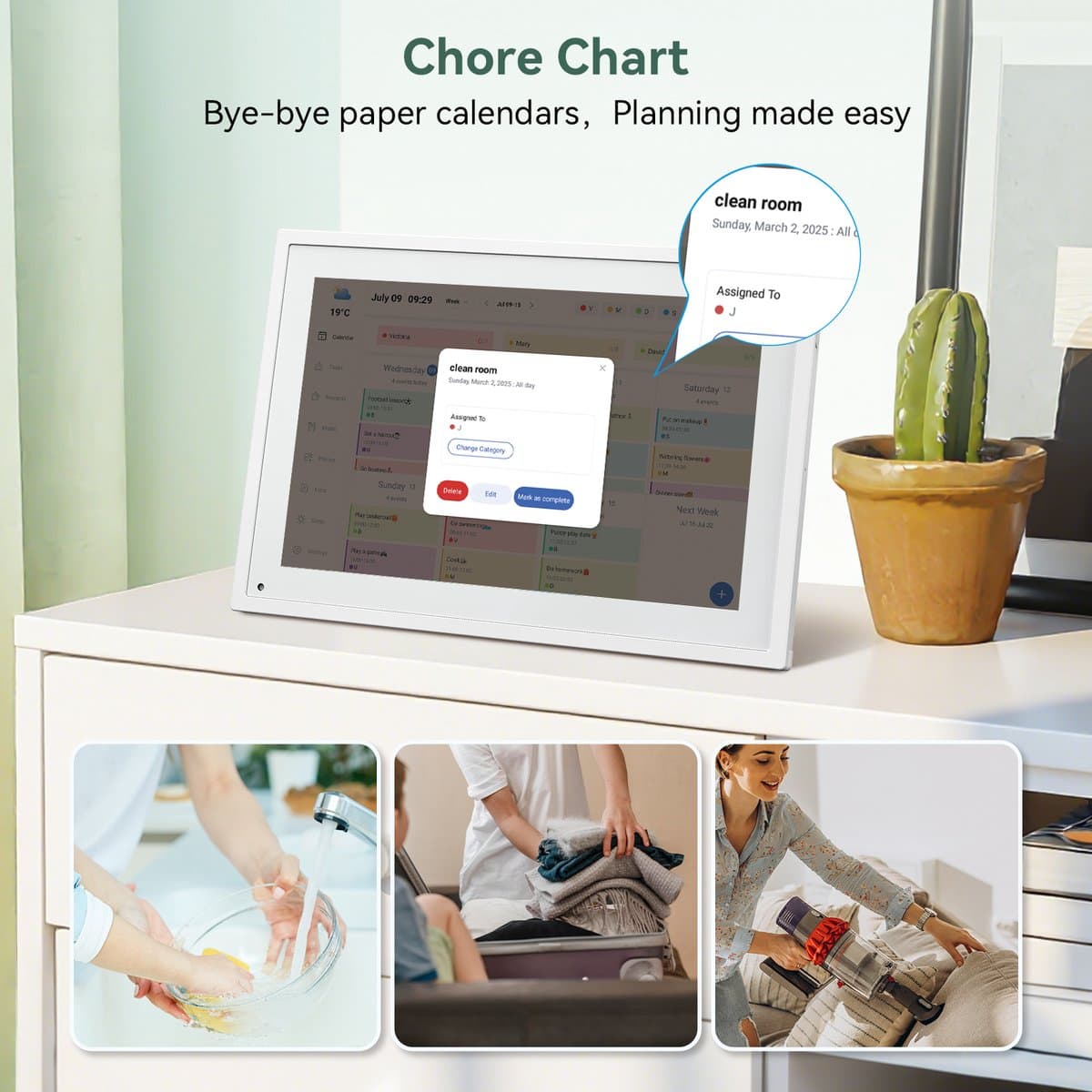 TABWEE P10 10,1" Digitale fotolijst WiFi- Smart Touchscreen - Digitale Fotolijst-Gezinsrooster & Takenlijst & Maaltijdplanner - Interactief Display met Bureaustandaard thumbnail 8