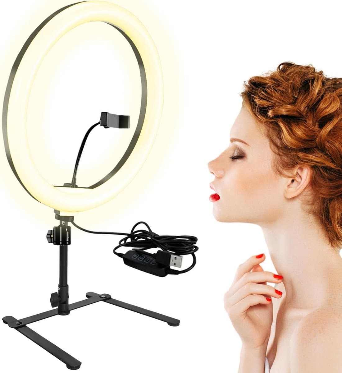 RFWR® Draagbare selfie-lichtring met clip en oplaadbare functie voor smartphonefotografie thumbnail 7