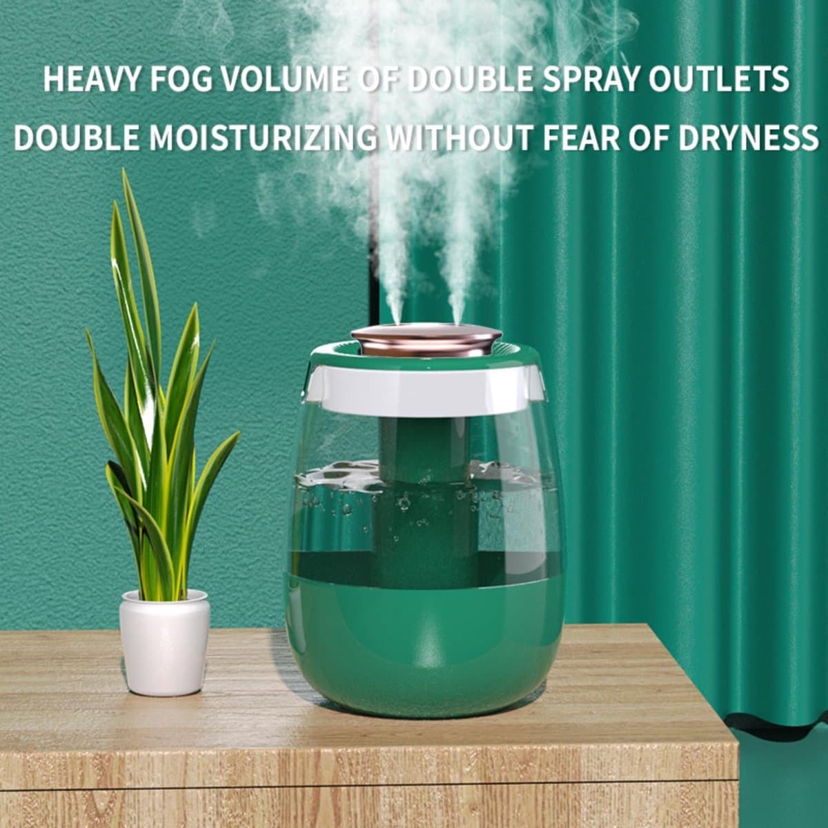 Slaapkamerbevochtiger - 1,3L - Luchtbevochtiger met koele mist - Met nachtlampje - Huis en planten - Babykamerbevochtiger - Stil - Waterloze automatische uitschakeling - (Wit) thumbnail 2