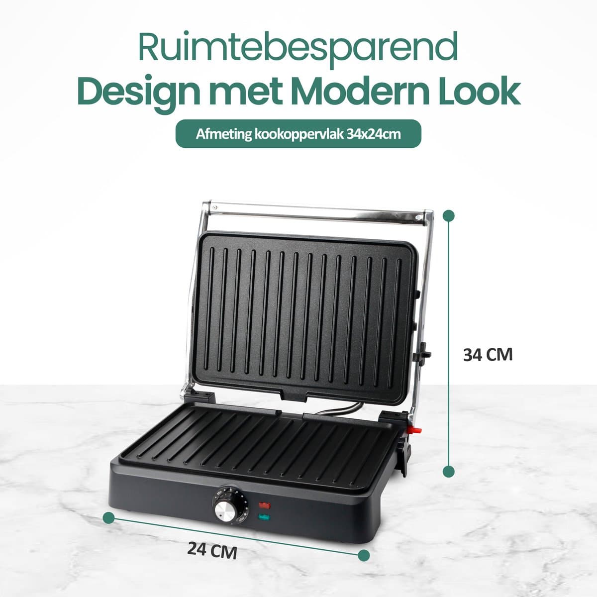 Emerio Contactgrill - Tosti Apparaat - Groot Grilloppervlak 34x24cm - Panini Grill - Tosti IJzer CG-130859 - RVS / Zwart thumbnail 5