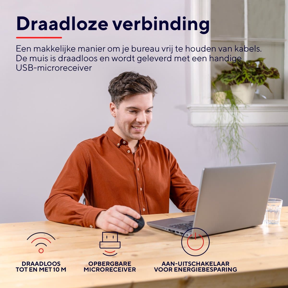 Trust Verto Draadloze Verticale Muis – Ergonomisch 60° ontwerp thumbnail 3