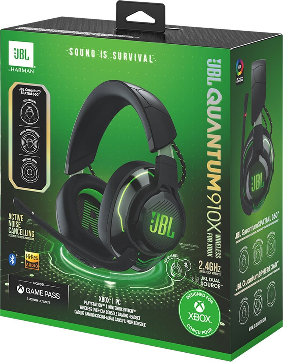 JBL Quantum 910X - Draadloze Headset met Lage Latency - 2.4 GHz & Bluetooth - Active Noise Cancelling - 3D Headtracking Audio - 37 uur batterij - Xbox & Multi-Platform - Zwart thumbnail 7
