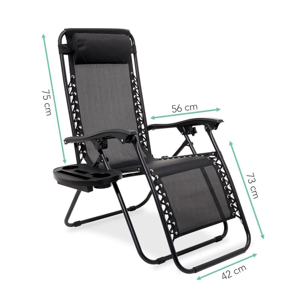 LifeGoods Opvouwbare Tuinstoelen - 2 Stuks - Ligstoel Tuin - 30°-90° Verstelbaar - Metaal - Zwart thumbnail 4