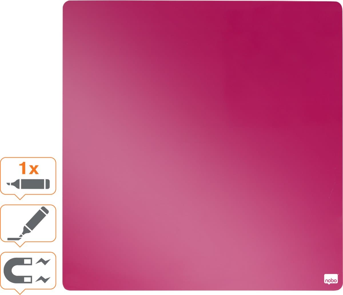 Nobo Droog Uitwisbaar Mini Magnetisch Whiteboard - Inclusief Whiteboard Marker, Magneten en Montagestickers - 36 x 36 cm - Donkerroze thumbnail 6