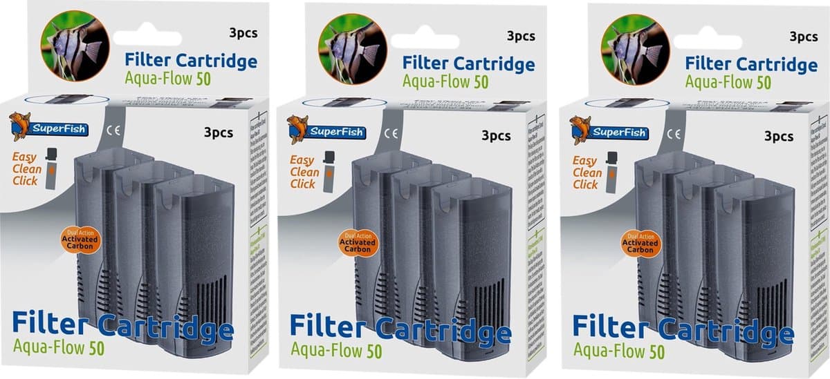 SuperFish AquaFlow Dual Action 50 - Aquarium - Filter + navulling 3 x 3 stuks thumbnail 2